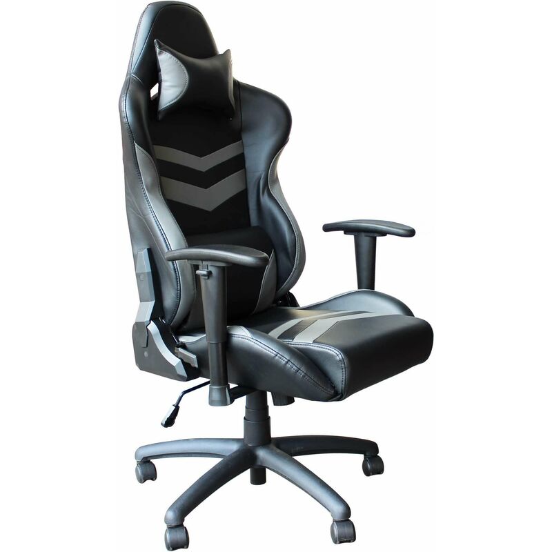 foto del prodotto magazzini cosma poltrona da ufficio e gaming ergonomica in pelle nera bianca multiposizione monza