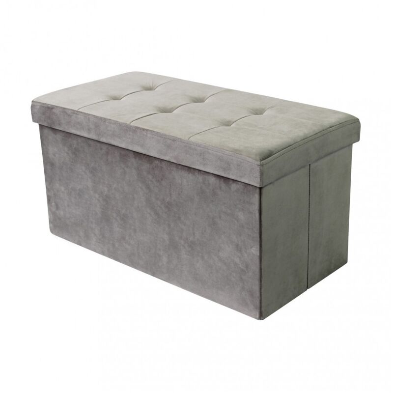 foto del prodotto magazzini cosma - pouf contenitore poggiapiedi per soggiorno tortora rettangolare 76x38 cm