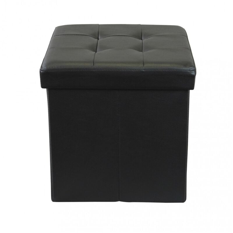 foto del prodotto magazzini cosma - pouf contenitore portaoggetti quadrato nero 38x38 cm
