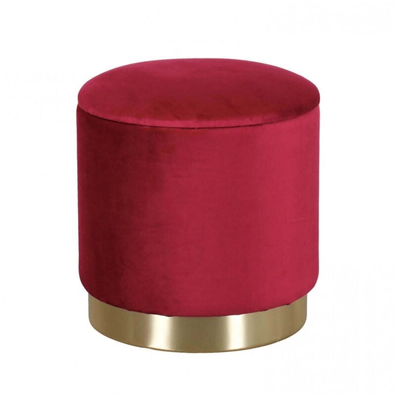 foto del prodotto magazzini cosma pouf poggiapiedi rotondo da salotto in velluto rosso base oro