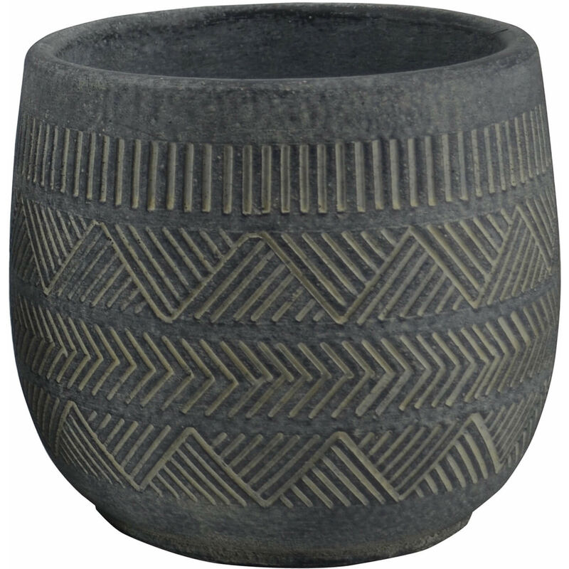 foto del prodotto magazzini cosma - vaso tondo basso da giardino in fibra di argilla antracite 18x18x16 cm cistus