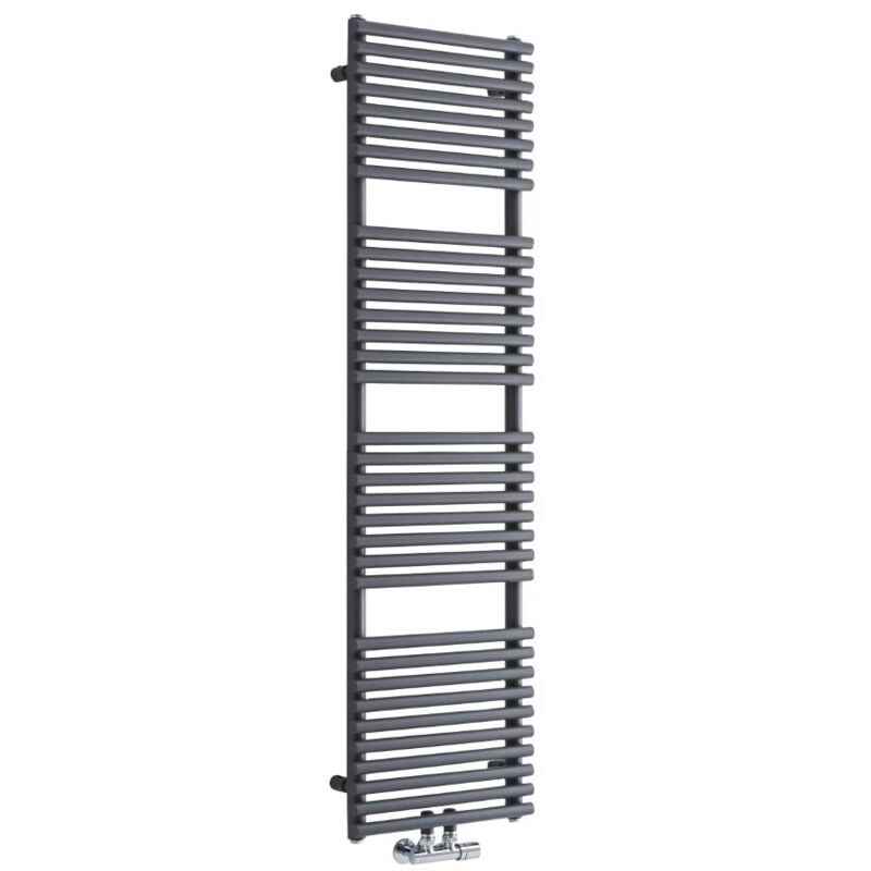 foto del prodotto magera scaldasalviette moderno 1500mm x 400mm antracite con attacco centrale hudson reed