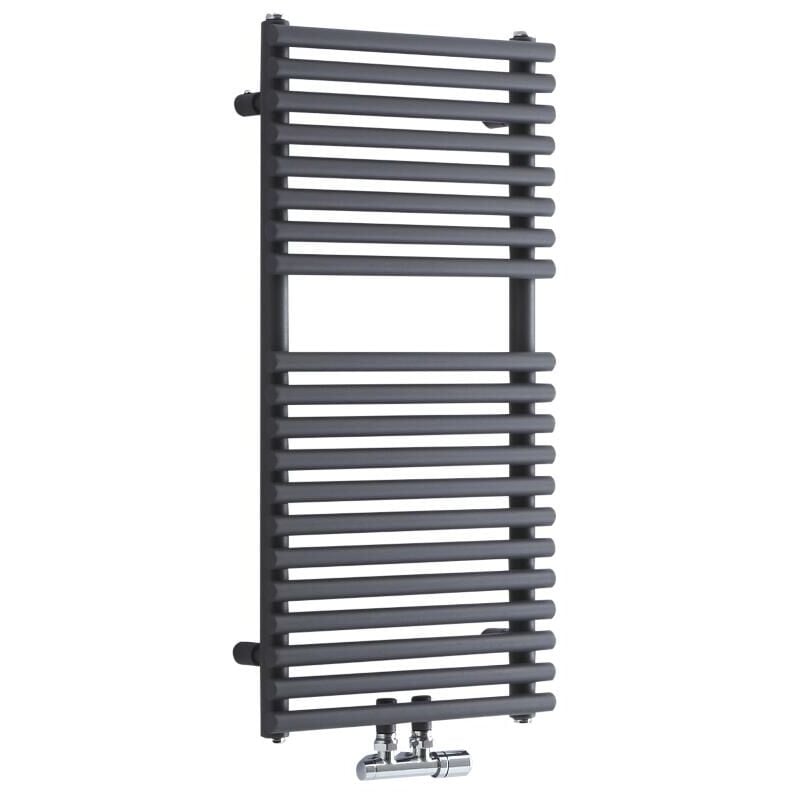 foto del prodotto magera scaldasalviette moderno 835mm x 400mm antracite con attacco centrale hudson reed