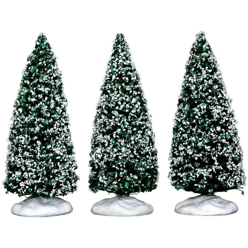 foto del prodotto magiedinatale alberi di natale innevati juniper, accessori per villaggio di natale, set di 3 pezzi