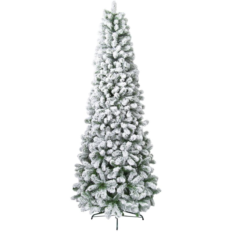 foto del prodotto magiedinatale albero di natale slim innevato kentucky in pvc flock bianco per dimensioni ridotte 180 cm
