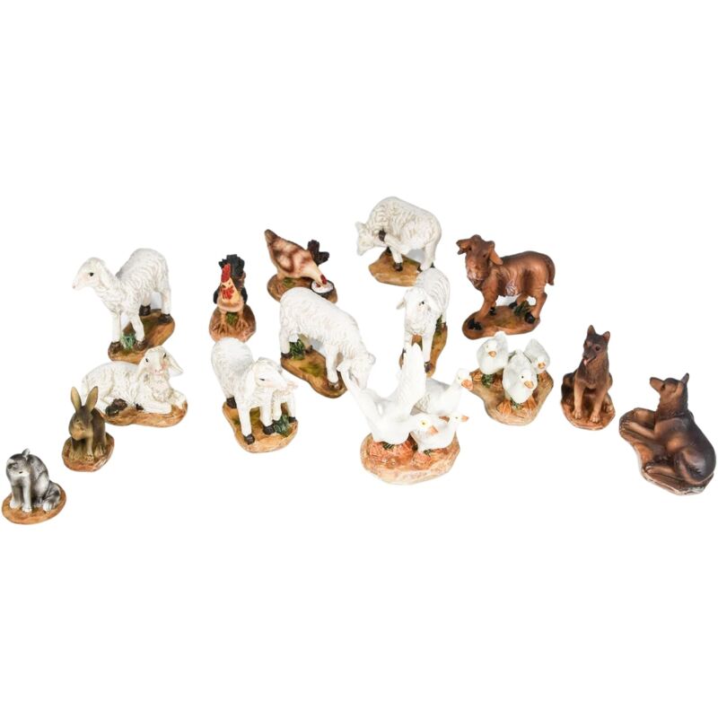 foto del prodotto magiedinatale animali per presepe in poliresina dipinti a mano statuine da fattoria h 7 cm