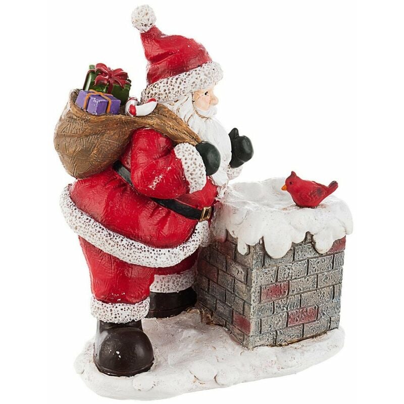 foto del prodotto magiedinatale babbo natale pupazzo sporty da camino con vestito rosso per interni ed esterni h 16,2 cm