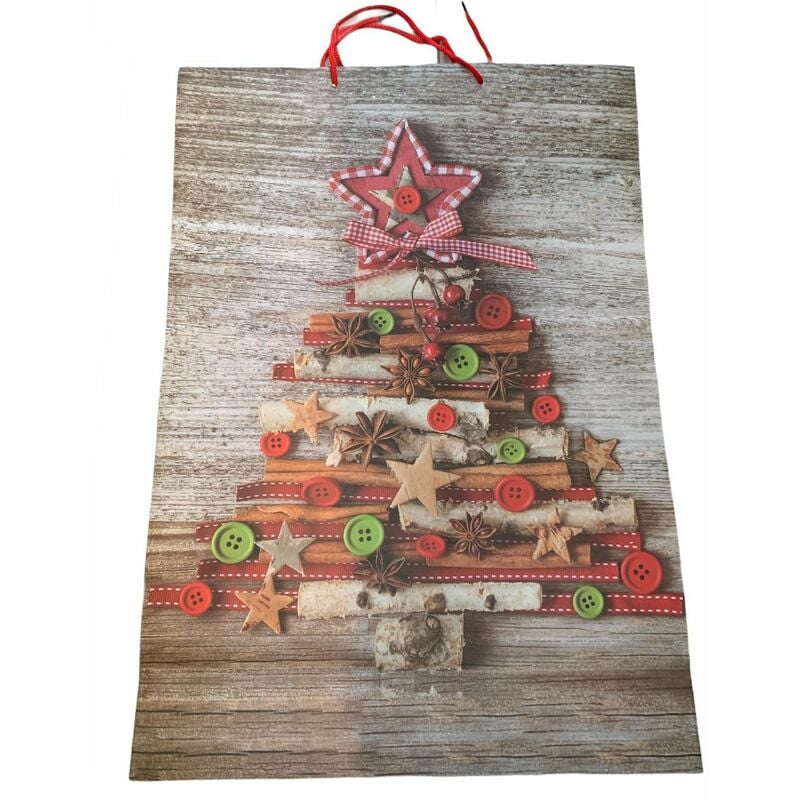 foto del prodotto magiedinatale busta per pacco regalo natalizio con disegno albero di natale 70 x 50 x h 18 cm