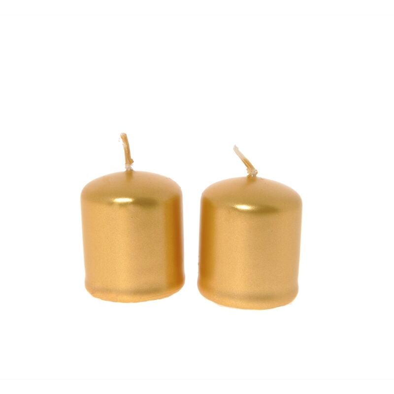 foto del prodotto magiedinatale candela cilindrica decorata pillar lucido decorazione natalizia 4 cm 2 pezzi rosa