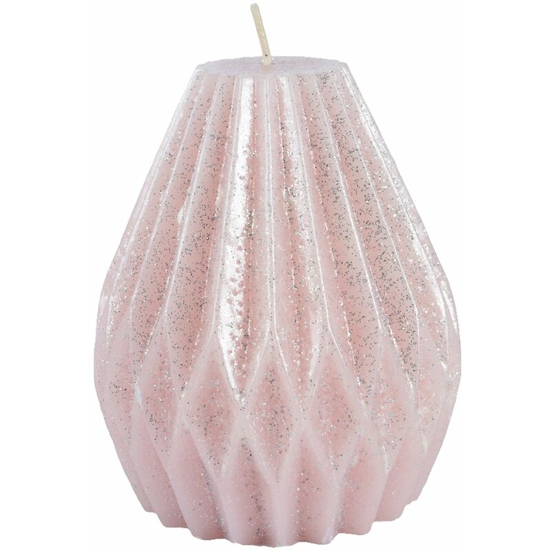 foto del prodotto magiedinatale candela decorativa in cera plissettata con glitter color rosa blush grande