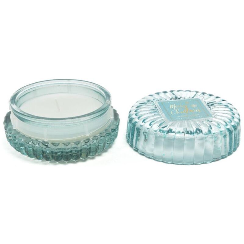 foto del prodotto magiedinatale candela profumata nel cofanetto in vetro decorazione ambienti celeste 8 x 5.5 cm