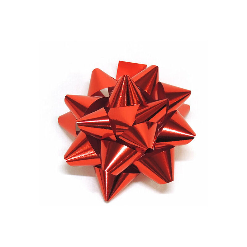foto del prodotto magiedinatale coccarda fiocco rosso metallizzato decorazione natalizia per regali 40 mm cf pezzi 40