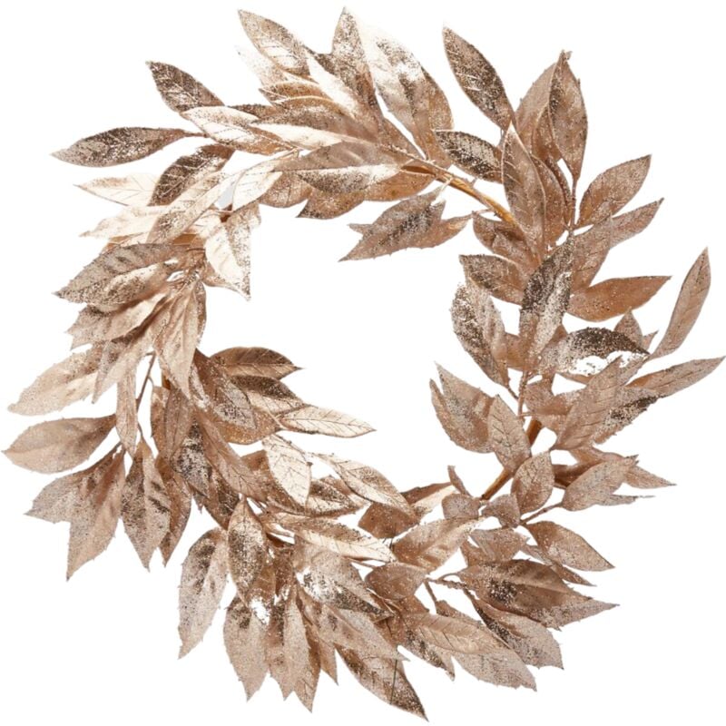 foto del prodotto magiedinatale corona di lauro olis decorazione per interno con glitter oro 50 cm
