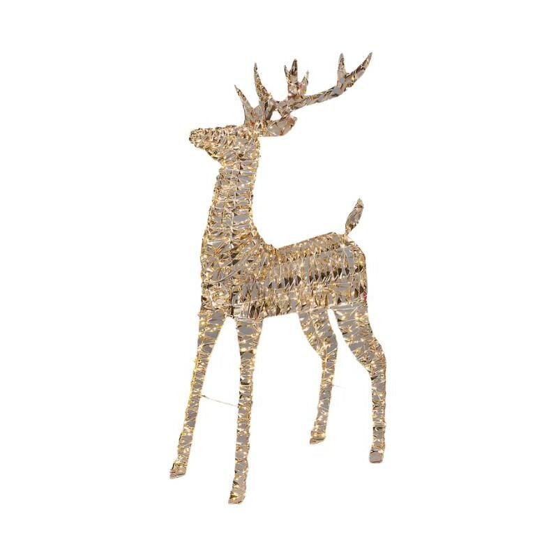 foto del prodotto magiedinatale decorazione natalizia renna oro 3d con microled bianco caldo per uso interno 68 cm