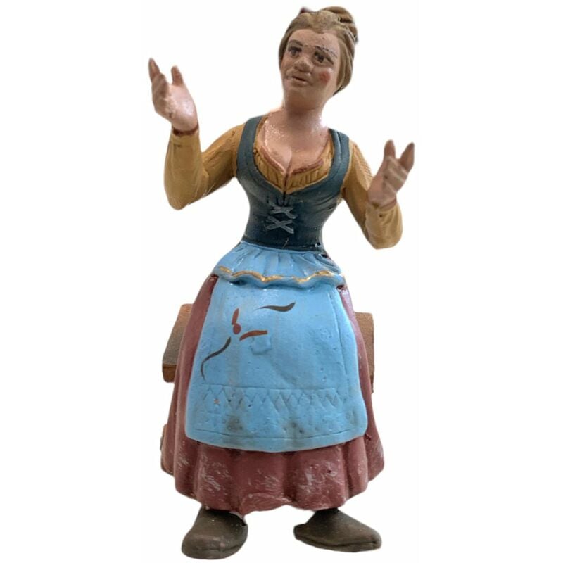 foto del prodotto magiedinatale donna seduta statuetta in terracotta artigianale per presepe napoletano da h 13 cm