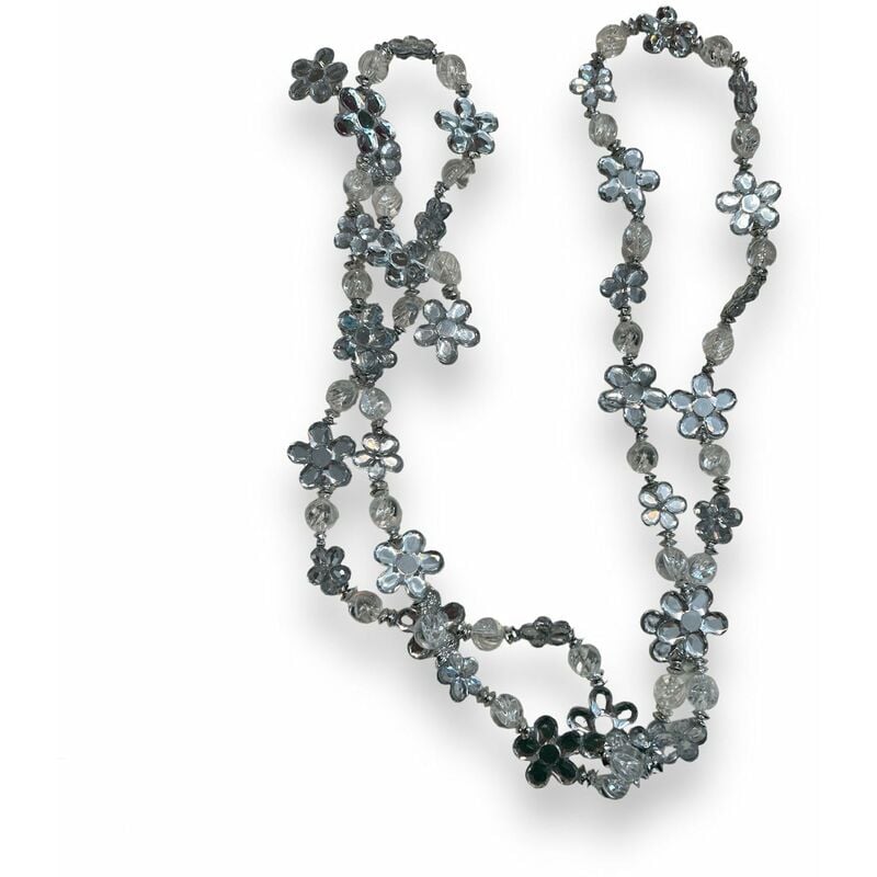 foto del prodotto magiedinatale festone con gemme e fiori colore argento per albero di natale h 180 cm