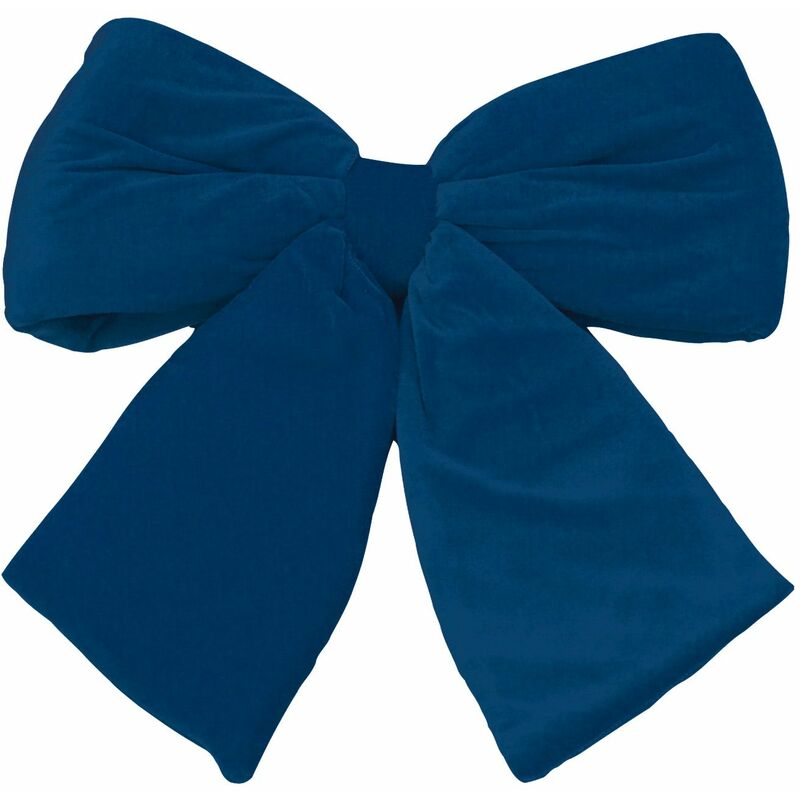 foto del prodotto magiedinatale fiocco imbottito in velluto blu decorazione natalizia per albero e ghirlanda dietro porta small