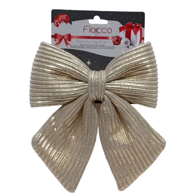 foto del prodotto magiedinatale fiocco in tessuto rigato decorazione natalizia per albero e ghirlanda dietro porta 16 cm beige