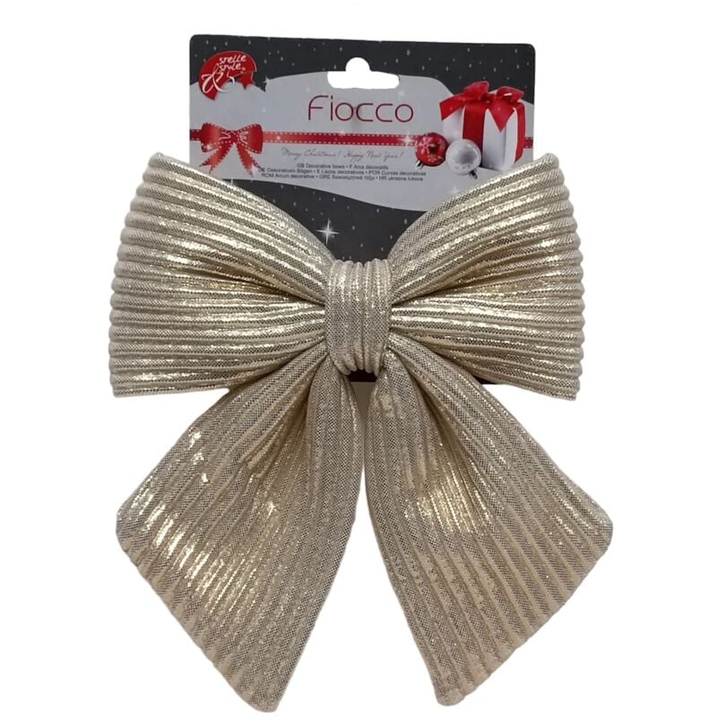 foto del prodotto magiedinatale fiocco in tessuto rigato decorazione natalizia per albero e ghirlanda dietro porta 44 cm beige