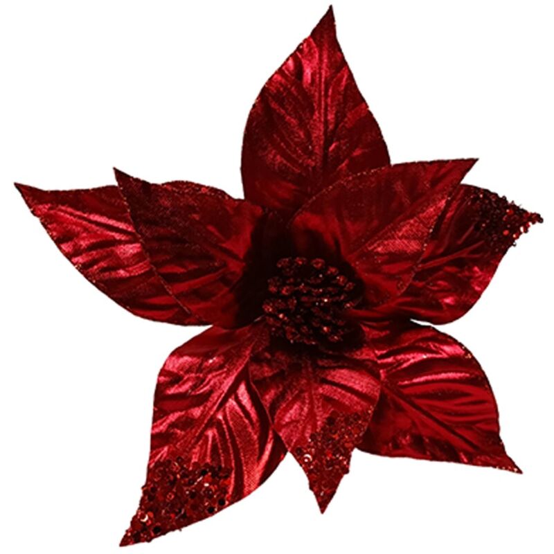 foto del prodotto magiedinatale fiore decorativo natalizio con stelo per decorazioni e composizioni h 50 cm rosso