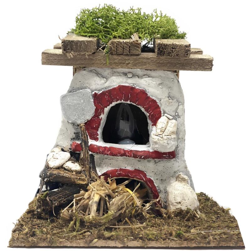 foto del prodotto magiedinatale forno con fuoco funzionante elettrico realizzato a mano per presepe natalizio 18 x 16 x h16 cm