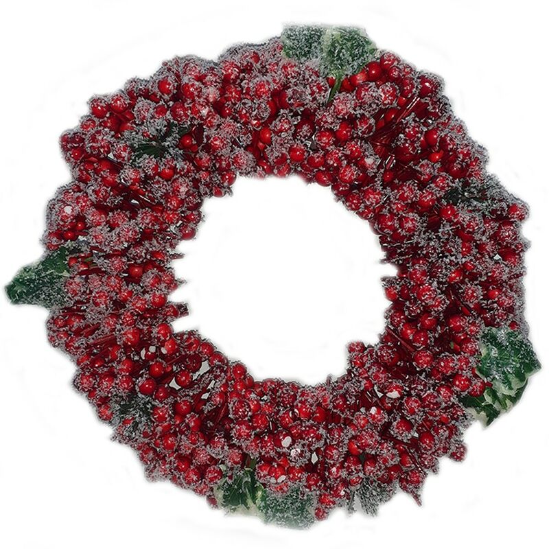 foto del prodotto magiedinatale ghirlanda bacche rosse festone corona fuori porta di natale addobbi decorazioni natalizie casa negozi idea regalo cm 32
