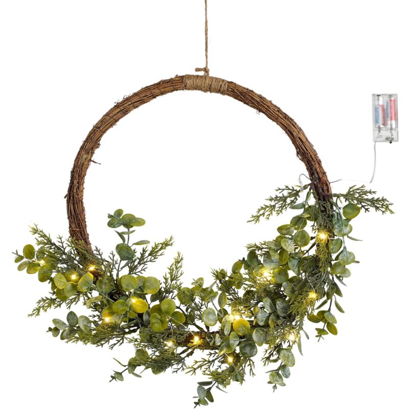 foto del prodotto magiedinatale ghirlanda verde con led 15l tips 49 a batterie per decorazioni natalizie