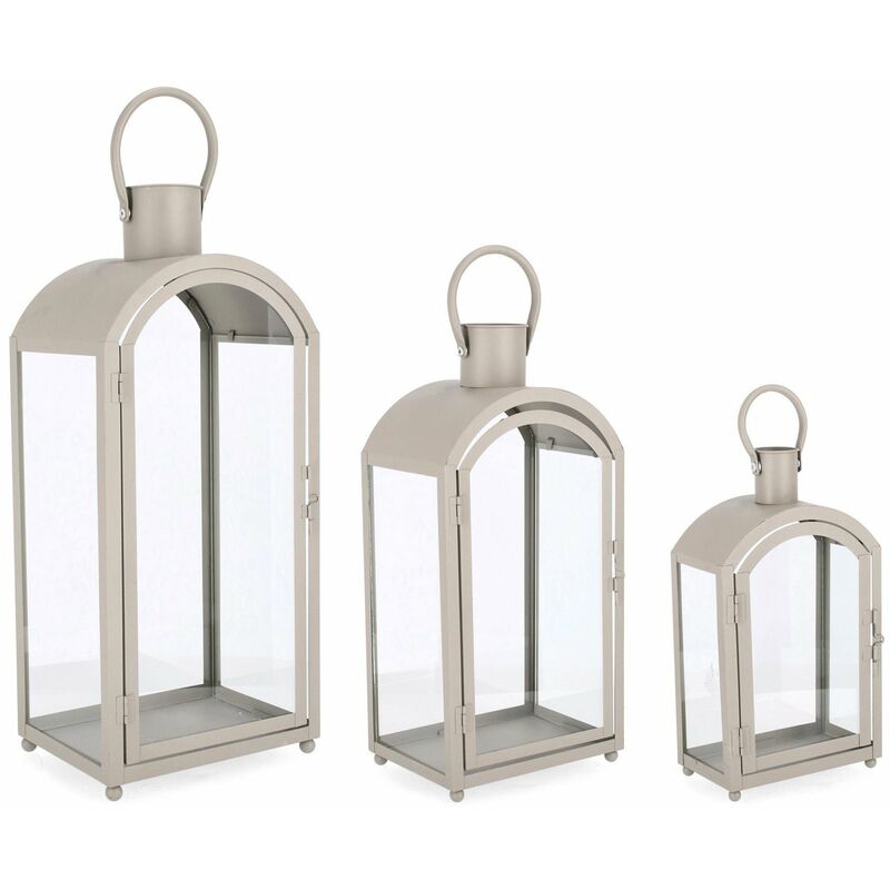 foto del prodotto magiedinatale lanterne decorative jillian in metallo e vetro set da 3 grigio