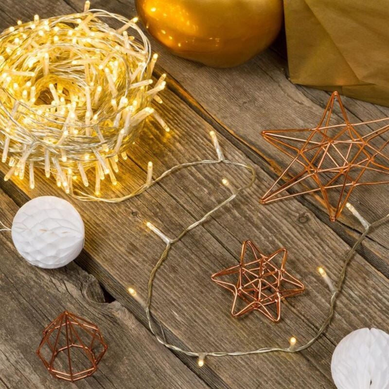 foto del prodotto magiedinatale luci di natale catena a led per interno ed esterno con controller giochi luce 5 mm luce fredda 180 led 12,6 mt
