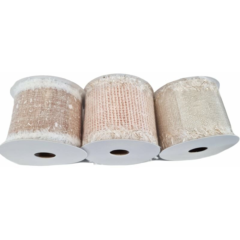 foto del prodotto magiedinatale nastro in tessuto oro con glitter 50 mm x 3 mt per confezioni natalizie