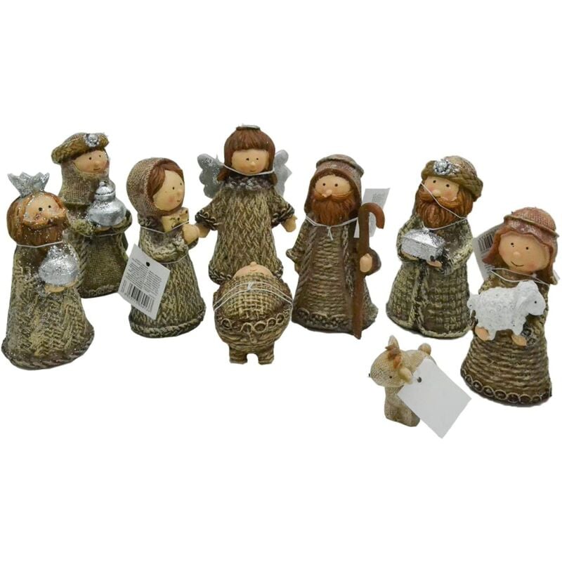 foto del prodotto magiedinatale nativit completa con re magi tipo thun presepe in poliresina 9 soggetti h 11 cm