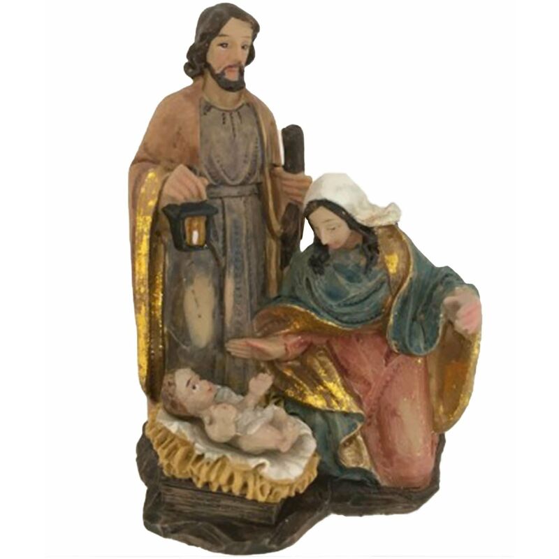 foto del prodotto magiedinatale nativit monoblocco in poli resina statua per presepe decorazione natalizia h 8 cm