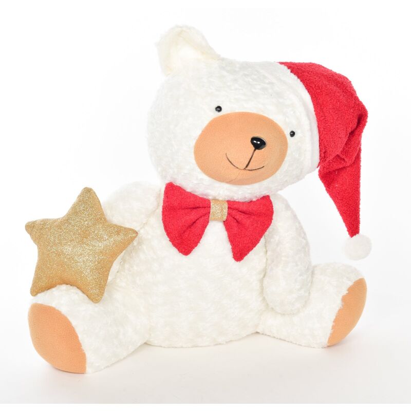 foto del prodotto magiedinatale orso bianco natalizio con stella in tessuto per decorazione natalizia 20 cm