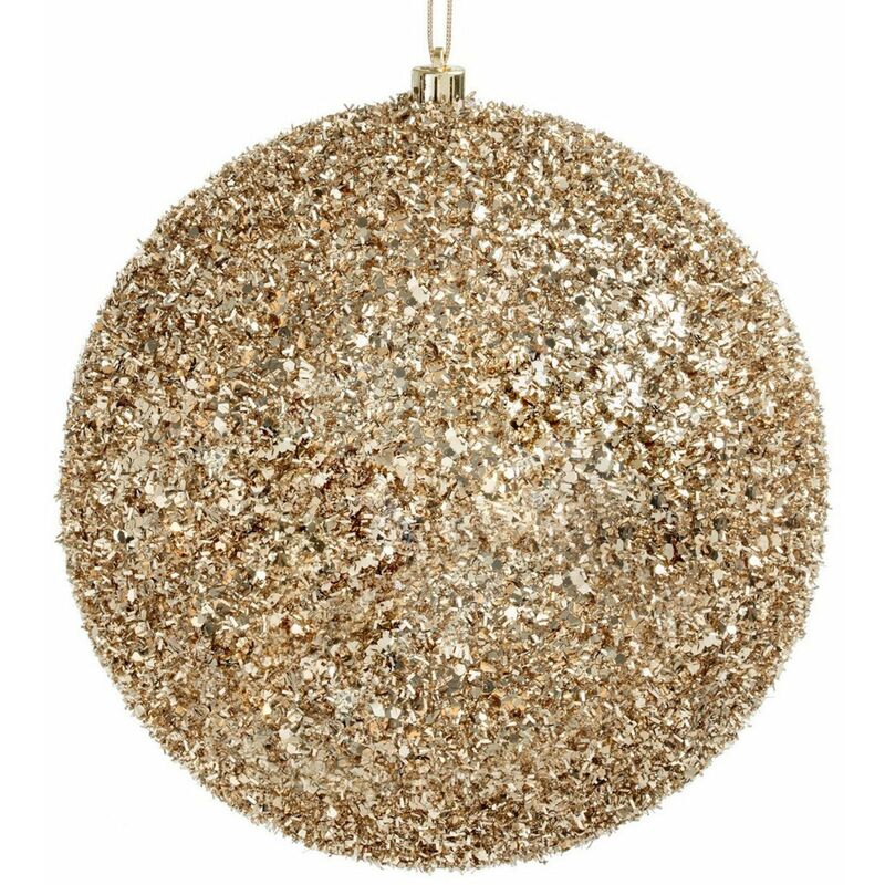 foto del prodotto magiedinatale palline per albero di natale in polistirolo decorate color champagne 4 sfere da 10 cm