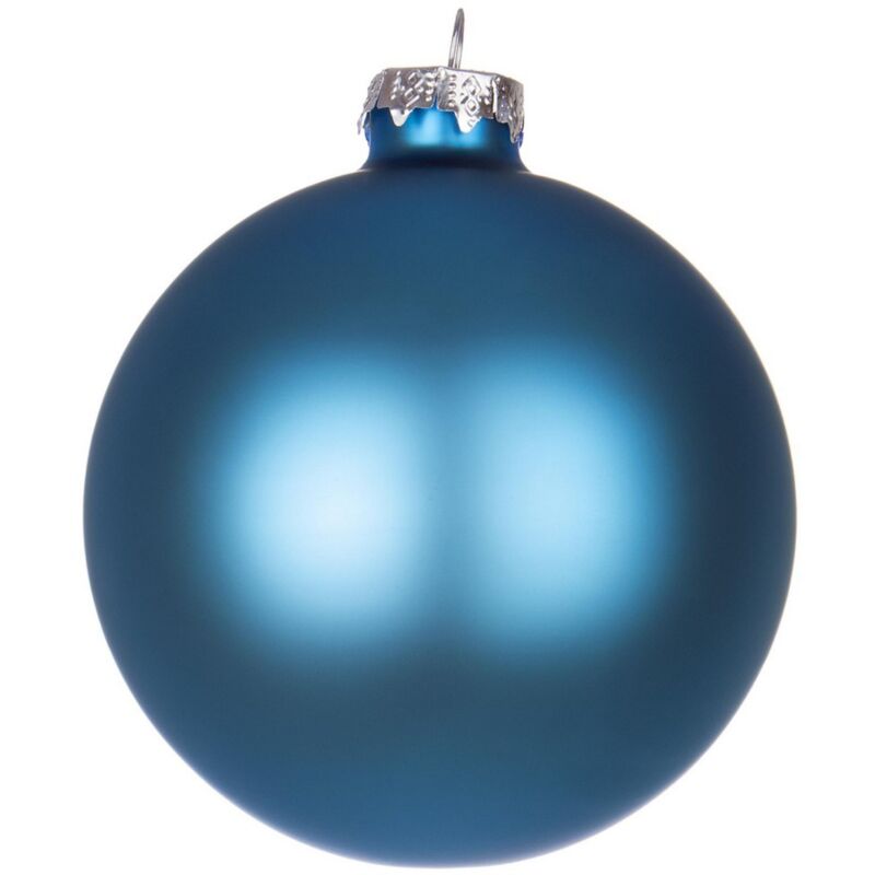 foto del prodotto magiedinatale palline per albero di natale in vetro decorate color blu malib opaco 6 sfere da 8 cm