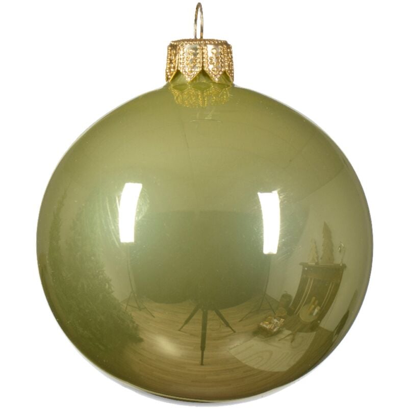 foto del prodotto magiedinatale palline per albero di natale in vetro decorate color verde pistacchio lucido 6 sfere da 8 cm