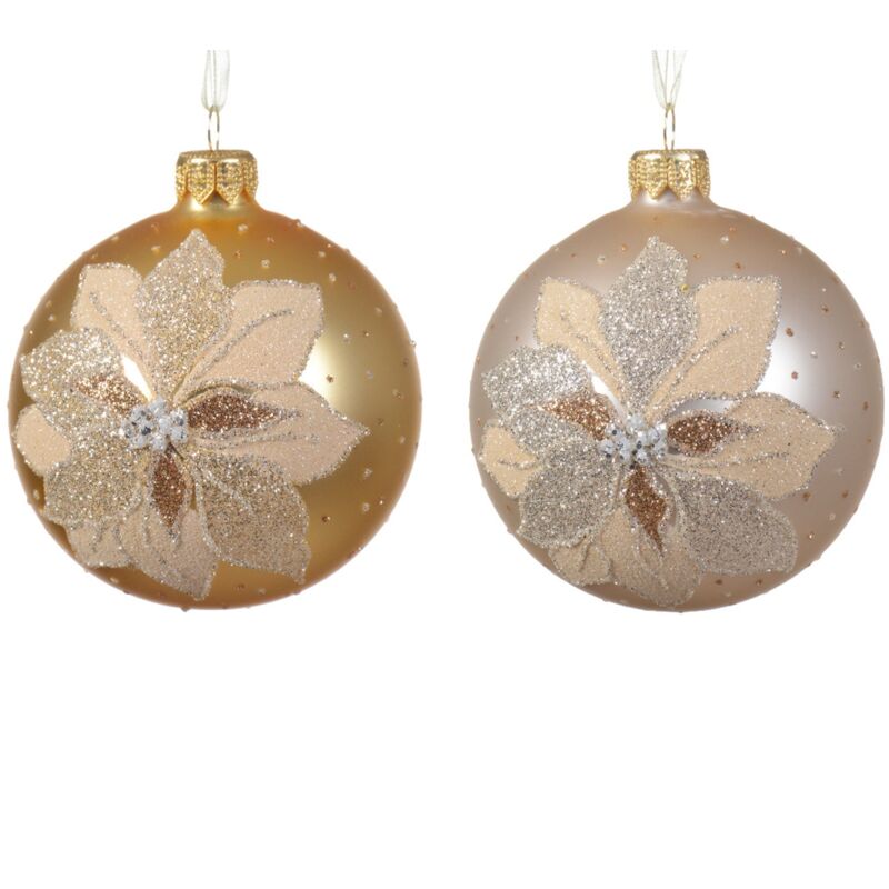 foto del prodotto magiedinatale palline per albero di natale in vetro decorato oro e champagne da 8 cm, confezione da 6 pezzi