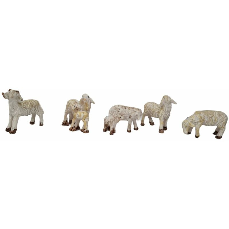 foto del prodotto magiedinatale pecorelle in poliresina statuine per presepe di natale invecchiate h 3,5 cm 5 pezzi