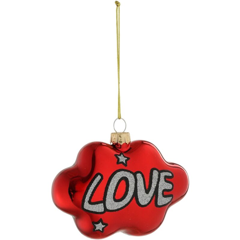 foto del prodotto magiedinatale pendaglio da discoteca in vetro h 7,5cm per decorazioni natalizie scritta wow oro