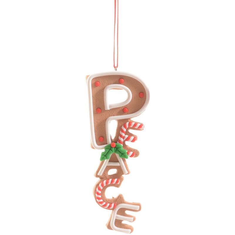 foto del prodotto magiedinatale - pendaglio scritta natalizia in argilla morbida per decorazioni natalizie -peace