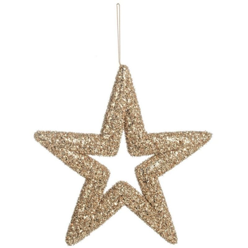 foto del prodotto magiedinatale pendaglio stella angelica champagne tinta unita per albero di natale moderno h 12 cm