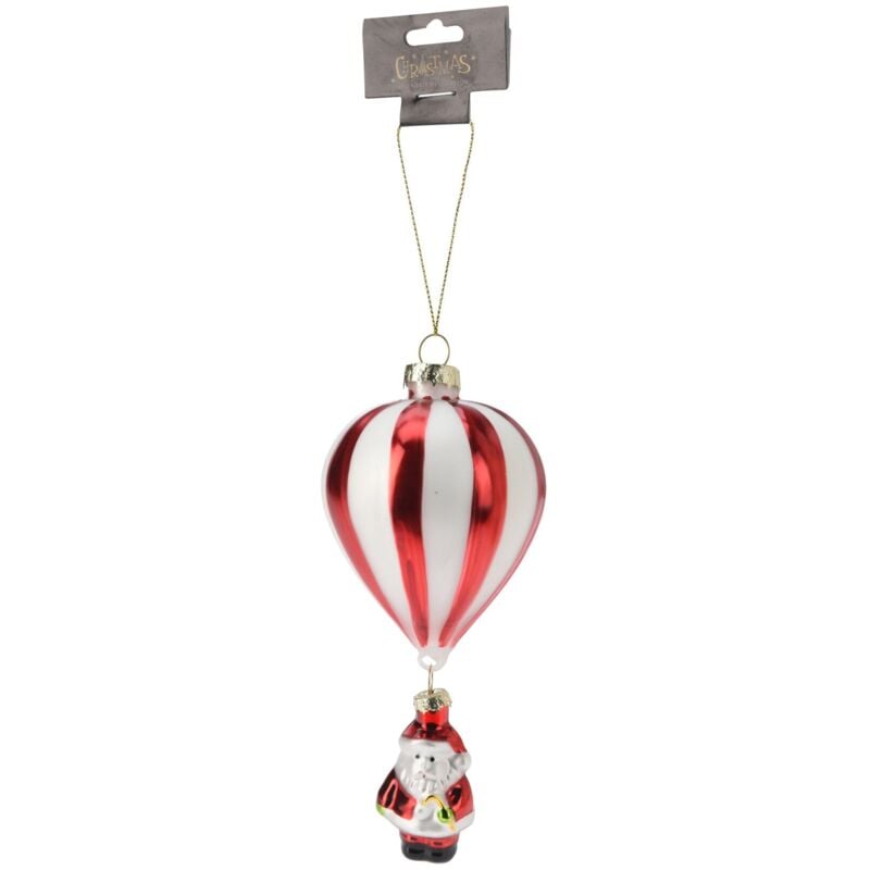 foto del prodotto magiedinatale pendente mongolfiera in vetro per albero di natale decorazione natalizia babbo