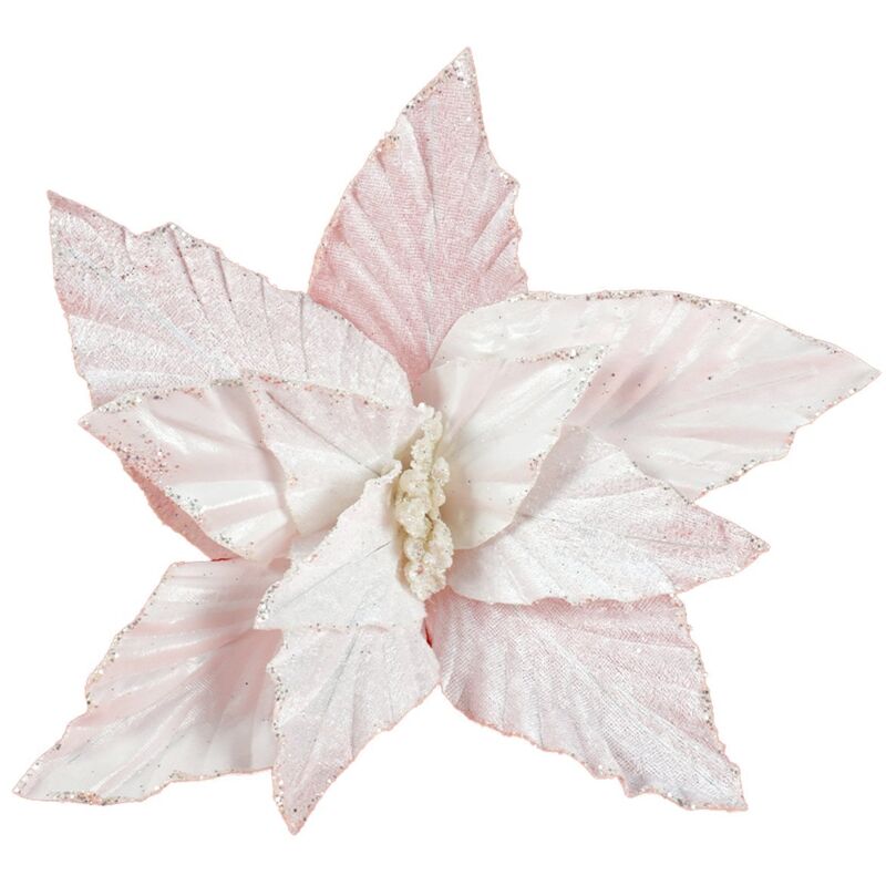 foto del prodotto magiedinatale poinsetta laminata colore bianco per decorazioni e composizioni h 32 cm