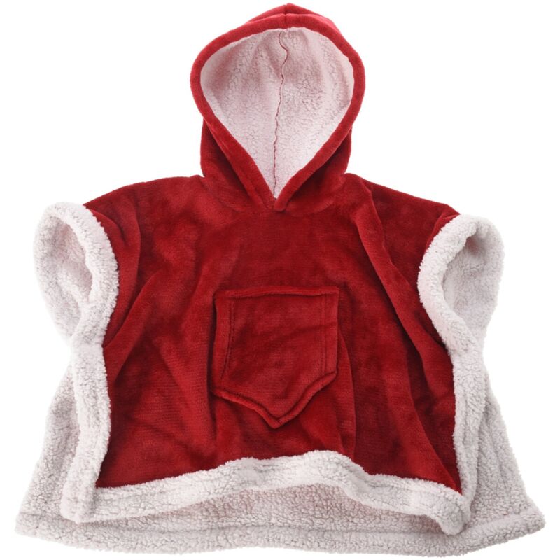 foto del prodotto magiedinatale poncho di babbo natale, con cappuccio, color rosso e bianco, per cosplay, in plastica 100 x 170 cm