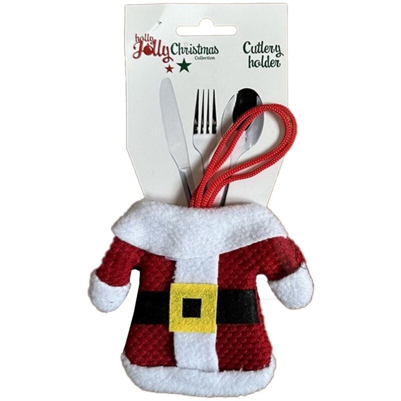 foto del prodotto magiedinatale porta posate vestito babbo natale per posate e bicchieri decorazione natalizia maglione