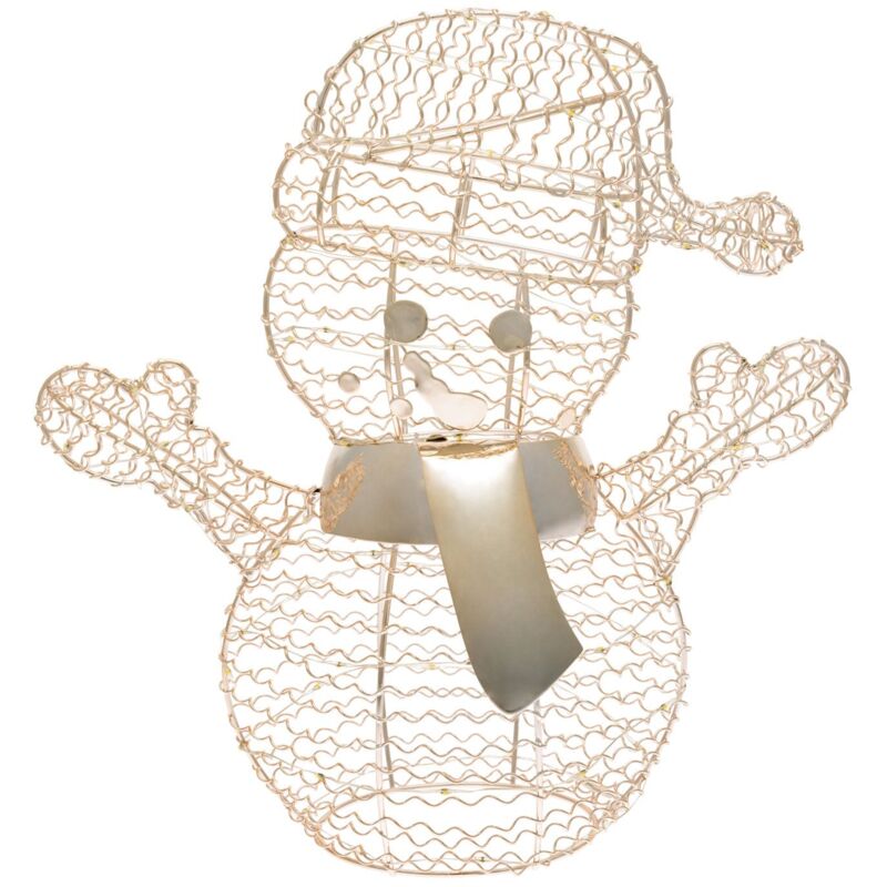 foto del prodotto magiedinatale pupazzo di neve merry christmas color champagne luminoso con microled a luce calda da h30 cm
