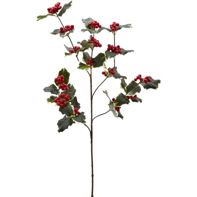 foto del prodotto magiedinatale ramo decorativo artificiale agrifoglio rex con bacche, color rosso, 66 cm
