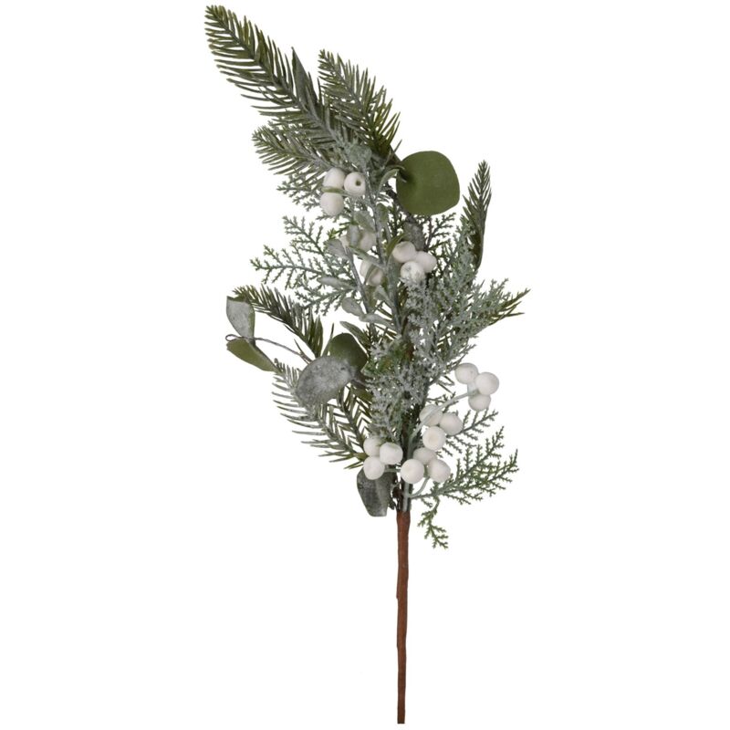 foto del prodotto magiedinatale ramo decorativo natalizio pino con bacche bianche decorazione ambienti h 60 cm modello 1