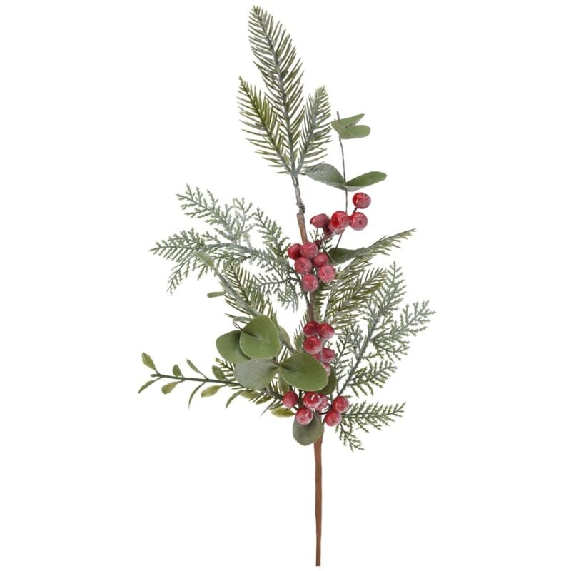 foto del prodotto magiedinatale ramo decorativo natalizio pino con bacche rosse decorazione ambienti h 60 cm modello 1