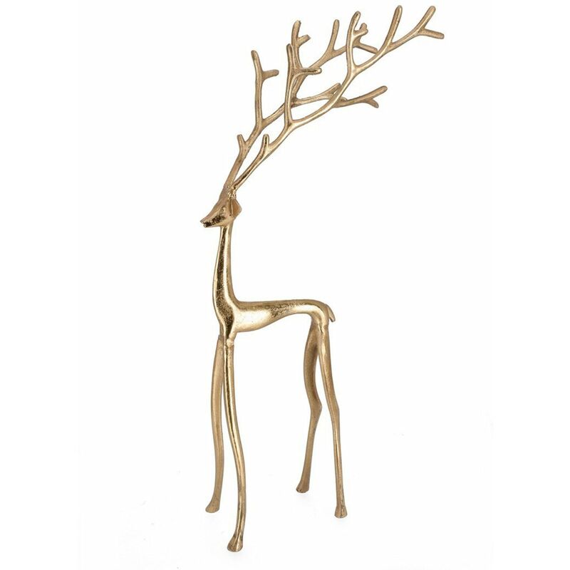foto del prodotto magiedinatale renna kethy stilizzata in alluminio per decorazione natalizia 60 cm oro